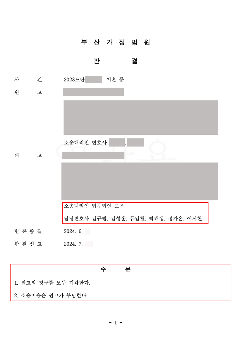 [피고조력]완벽승소 의처증으로 몰려 이혼소장을 받은 의뢰인 이혼소송방어성공.jpg