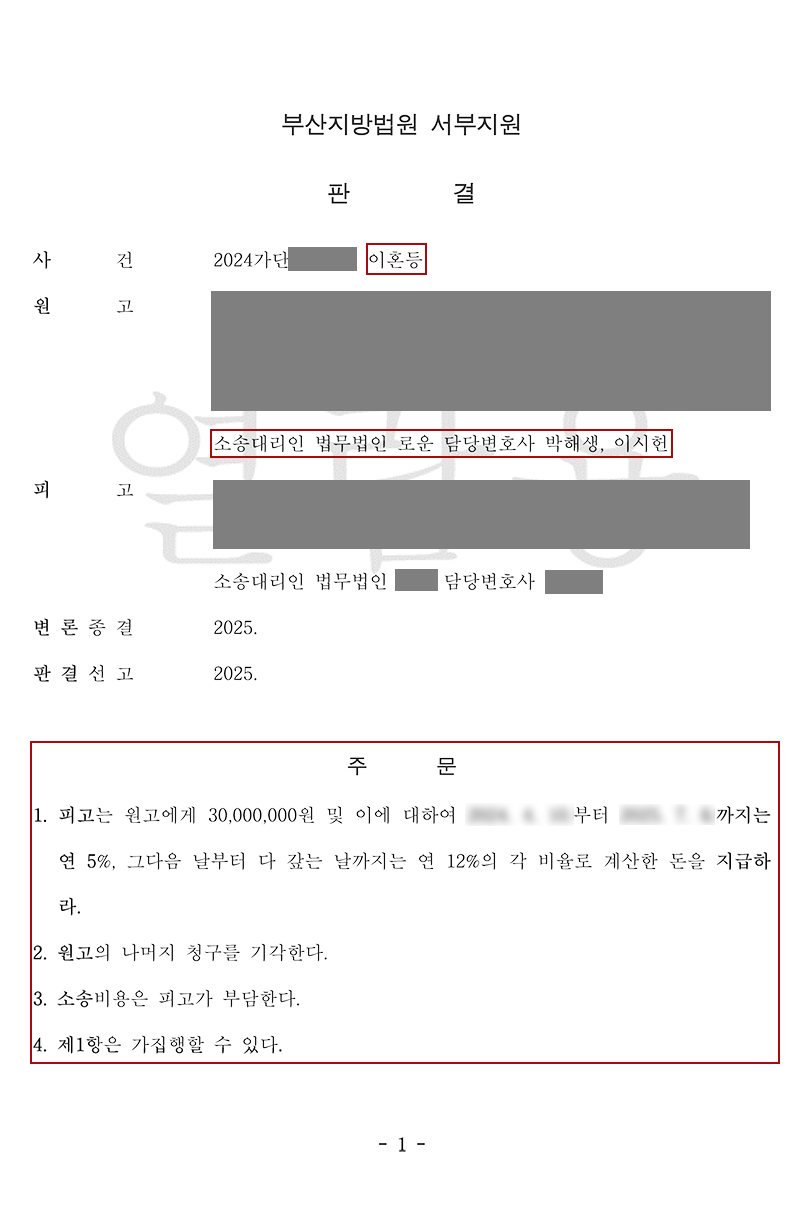 부산상간소송변호사 50대불륜 적발 이후에도 외도를 저지른 상간녀 3천만 원 위자료 확보 성공.jpg
